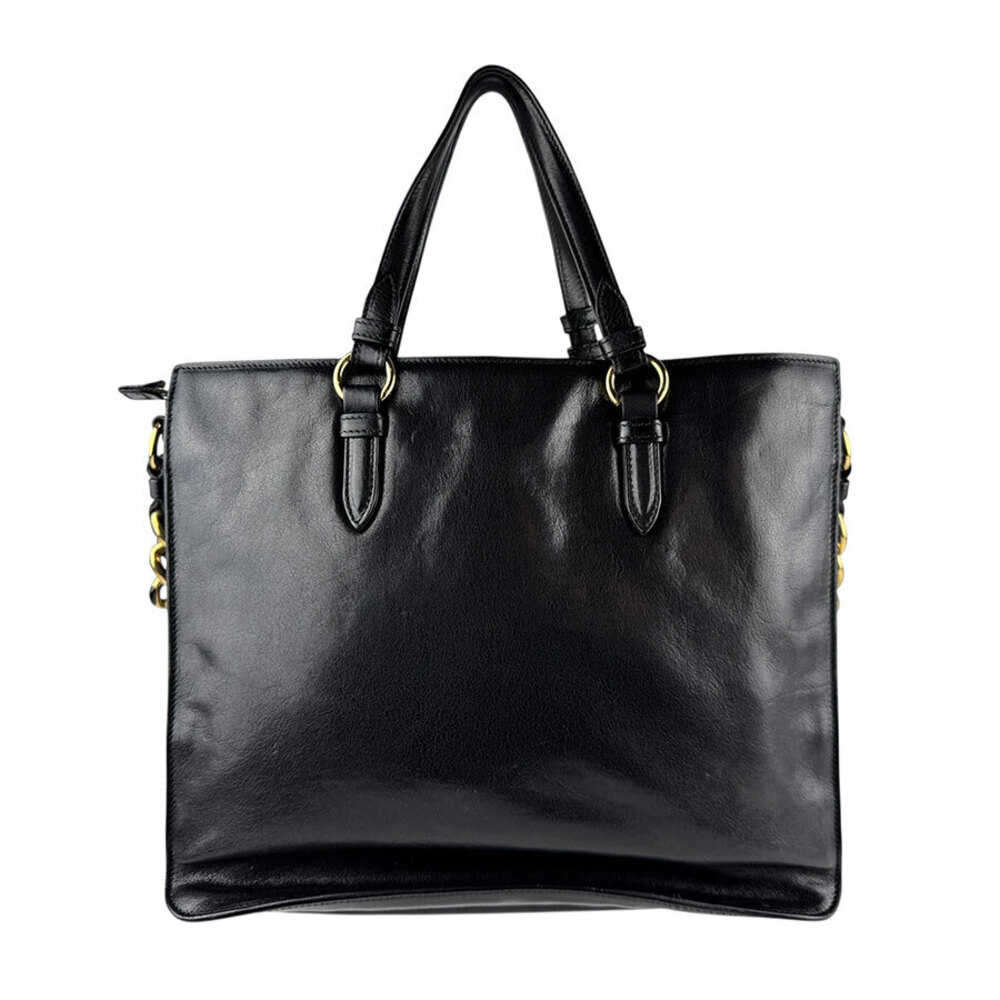 Salvatore Ferragamo Handbag Shoulder Bag Leather Metal Black Gold